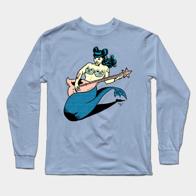 Rockabilly Mermaid Long Sleeve T-Shirt by Victor Maristane